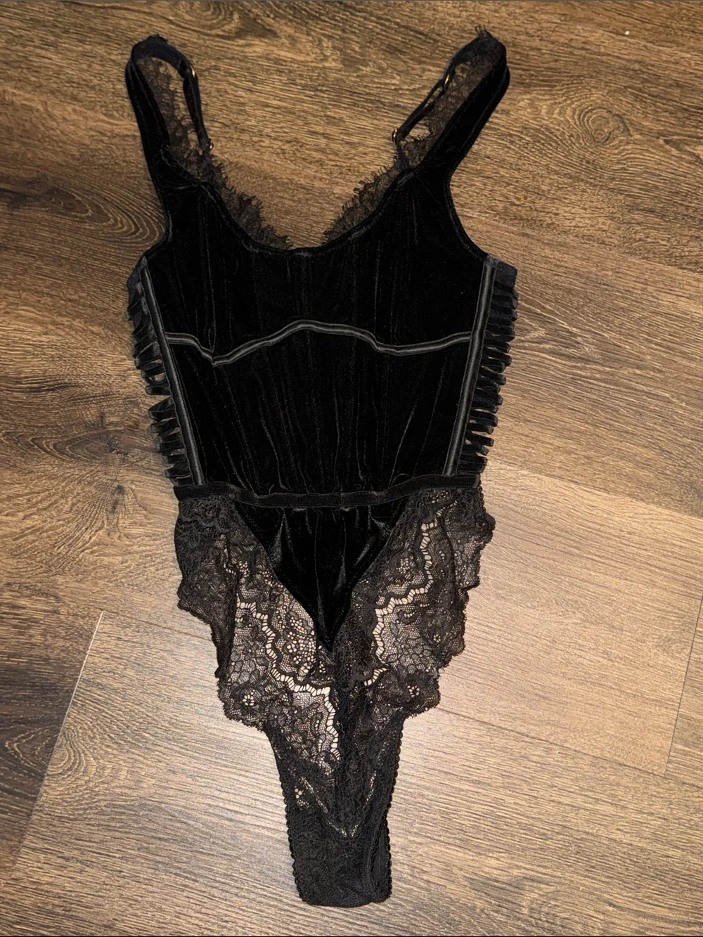 Victoria secret Black Velvet & Lace Bodysuit